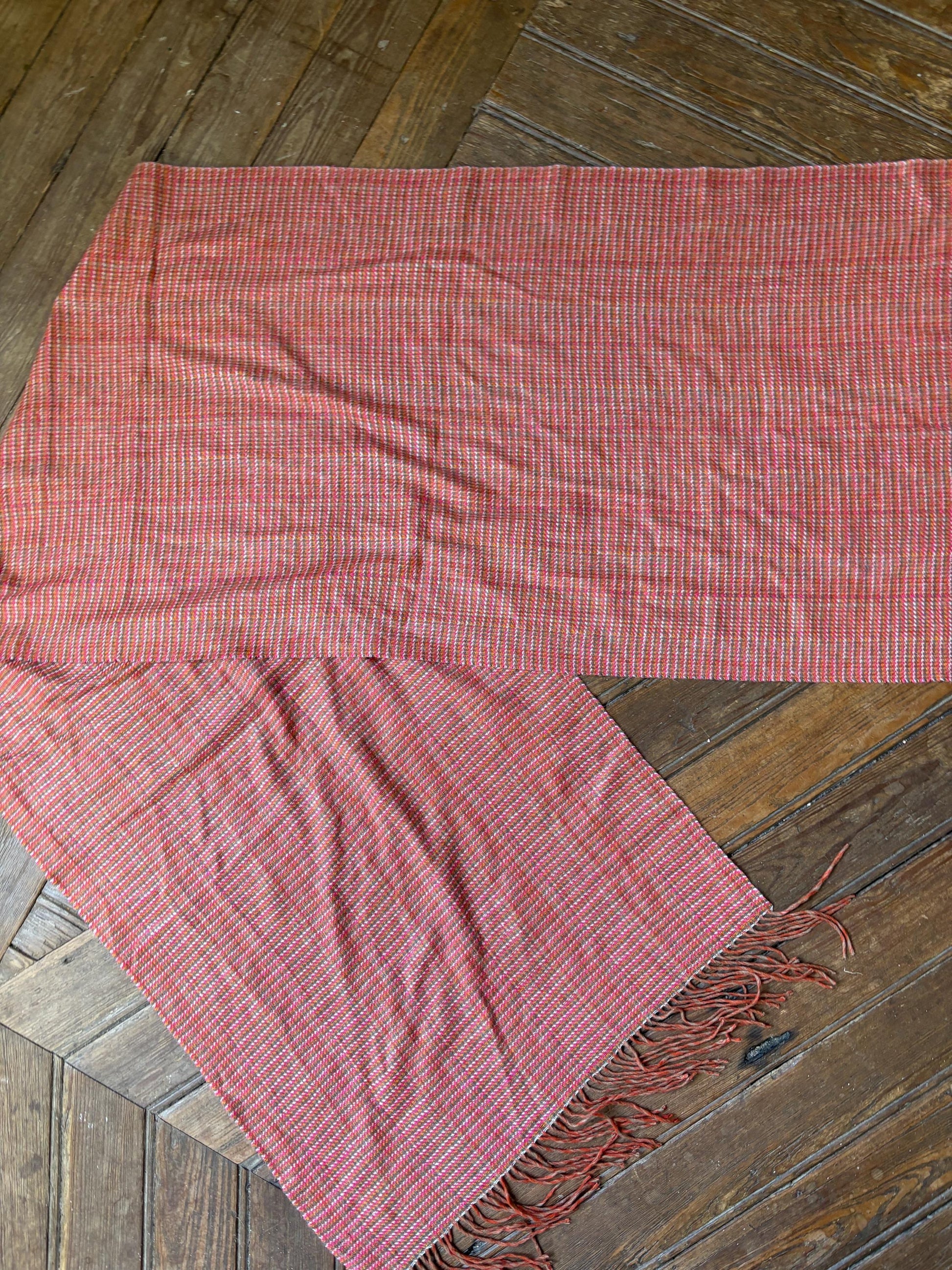 Benetton Pink Checkered Wool Blend Scarf — additional view 9