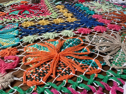 Boho Vintage Macrame Shawl — detail