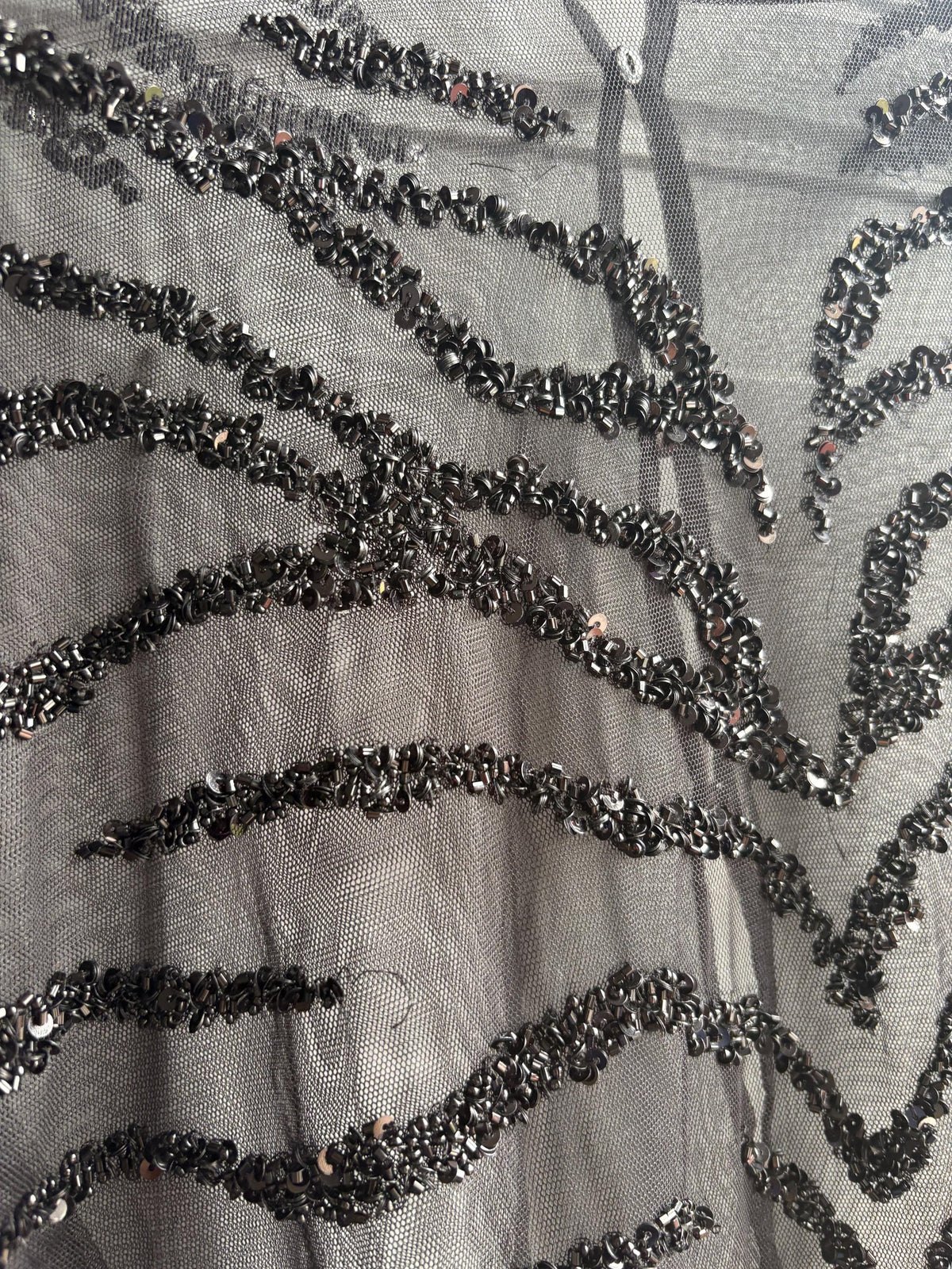 Sheer Black Sequin Top, Zebra Pattern Grunge Blouse XS-S