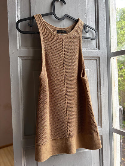 Beige Linen Blend Knit Camisole — back view