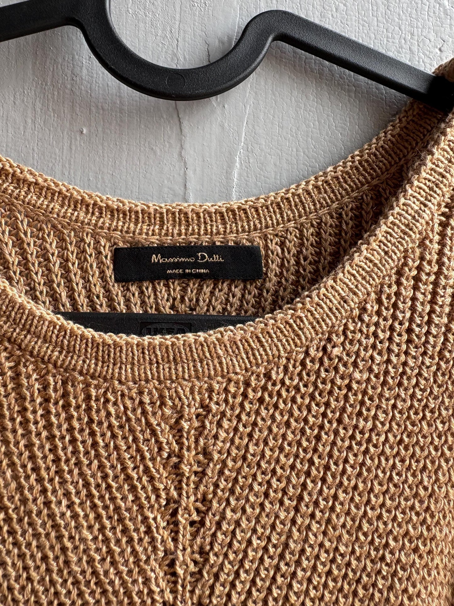 Beige Linen Blend Knit Camisole — fabric close-up
