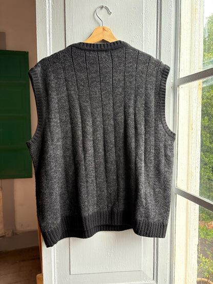 Dark Grey Wool Blend Waistcoat — additional view 6