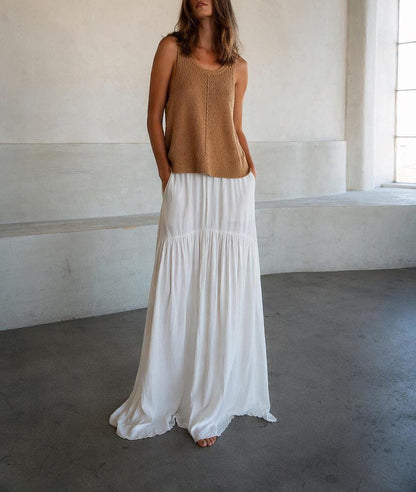 Beige Linen Blend Knit Camisole — detail