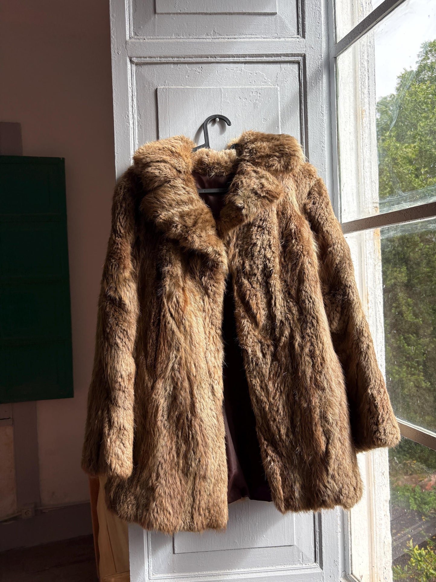 Chic 60s Vintage Genuine Fur Coat — back view