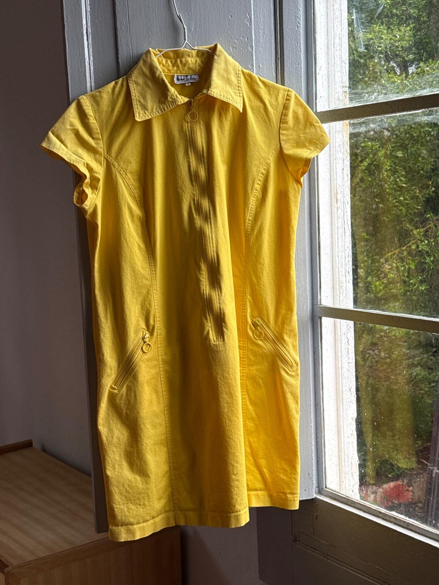 Vintage 70s Yellow A-Line Dress — back view