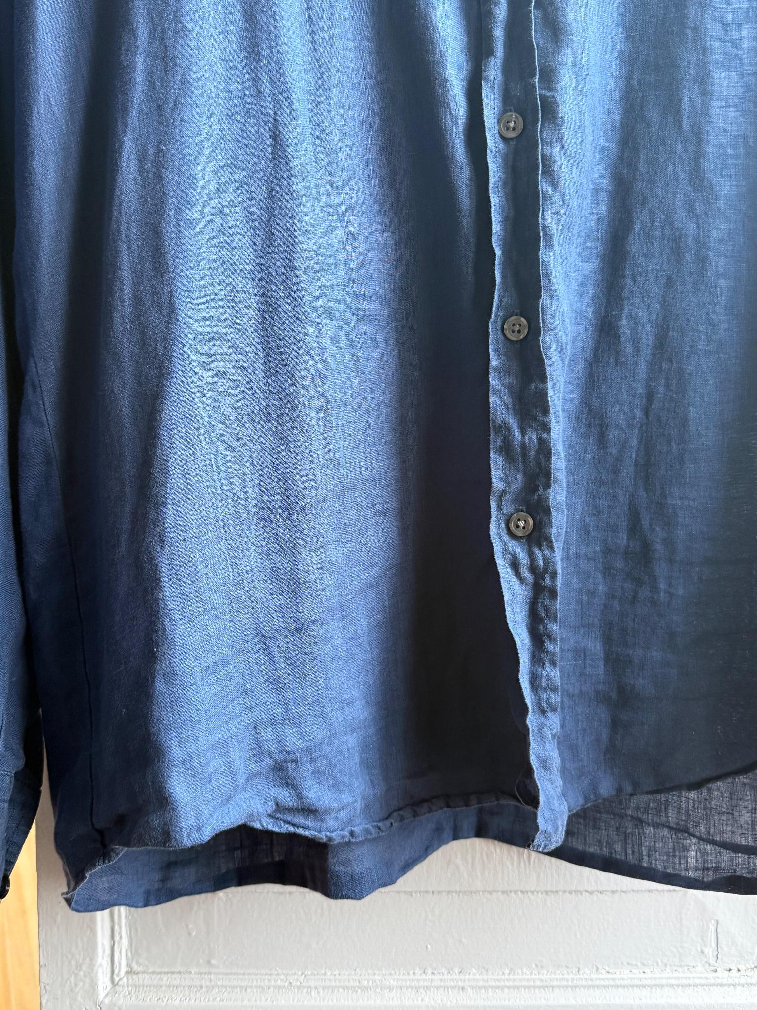 Vintage Hugo Boss Blue Linen Shirt — additional view 9