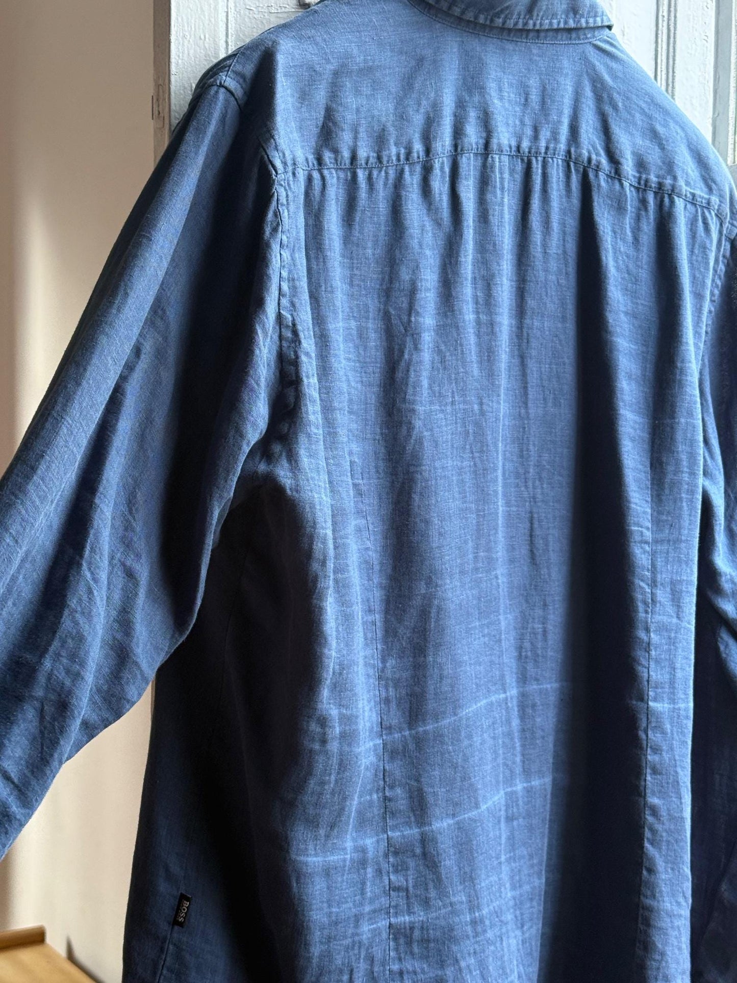 Vintage Hugo Boss Blue Linen Shirt — additional view 6
