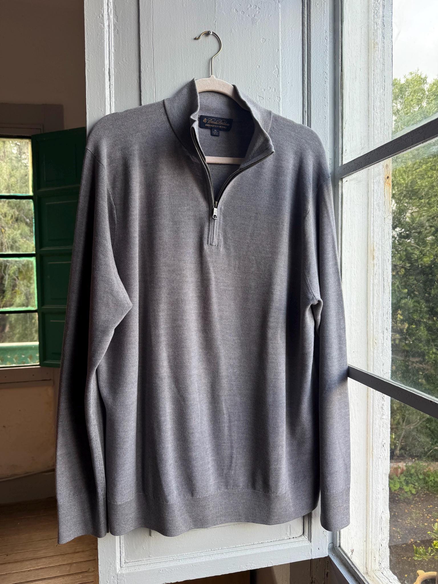 Grey Merino Wool Jumper For Men — detail