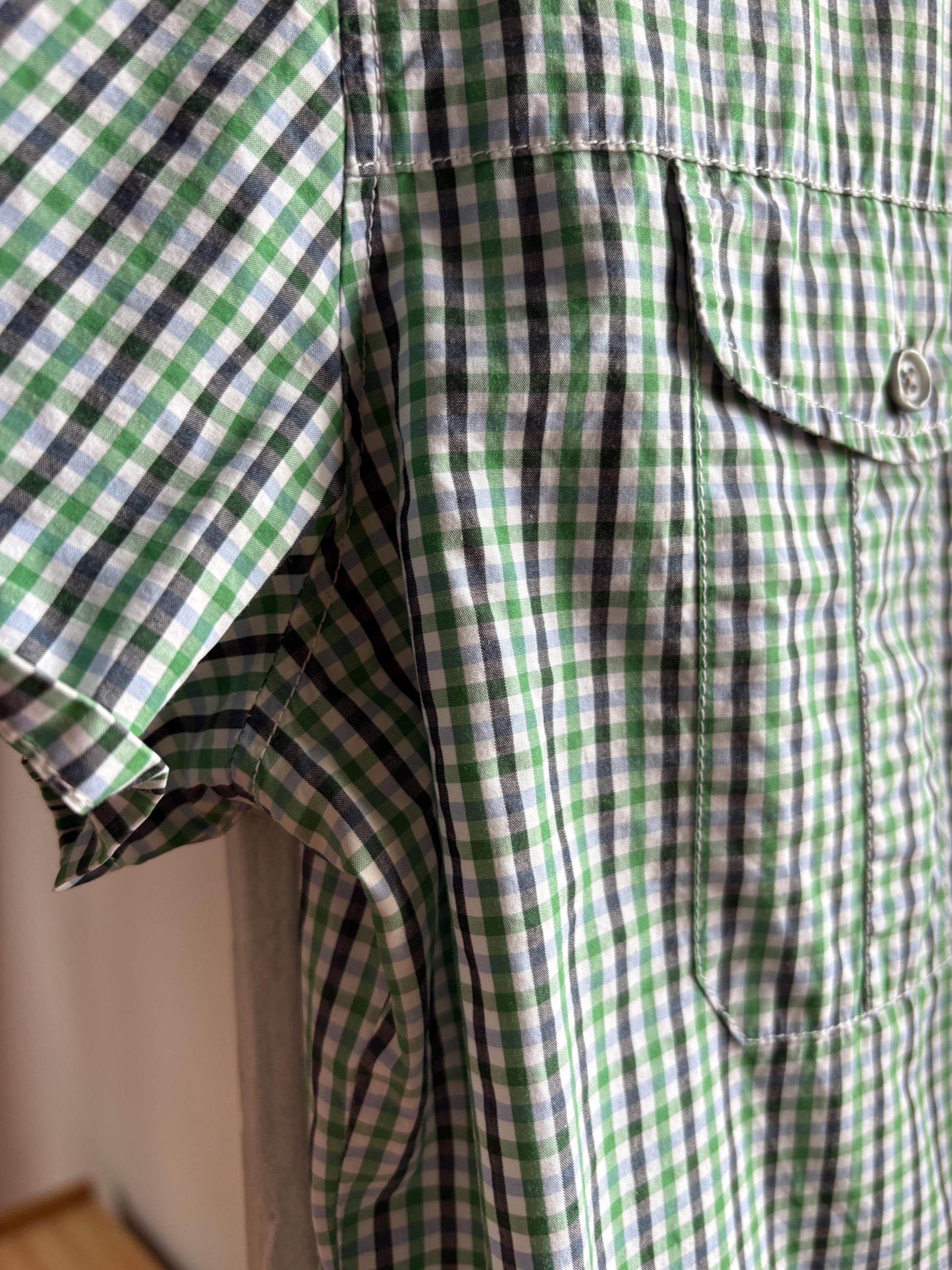 Green Check Cotton Summer Shirt for Men — detail