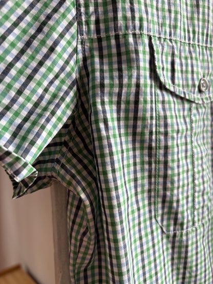 Green Check Cotton Summer Shirt for Men — detail