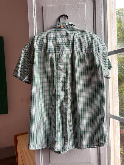 Green Check Cotton Summer Shirt for Men — back view