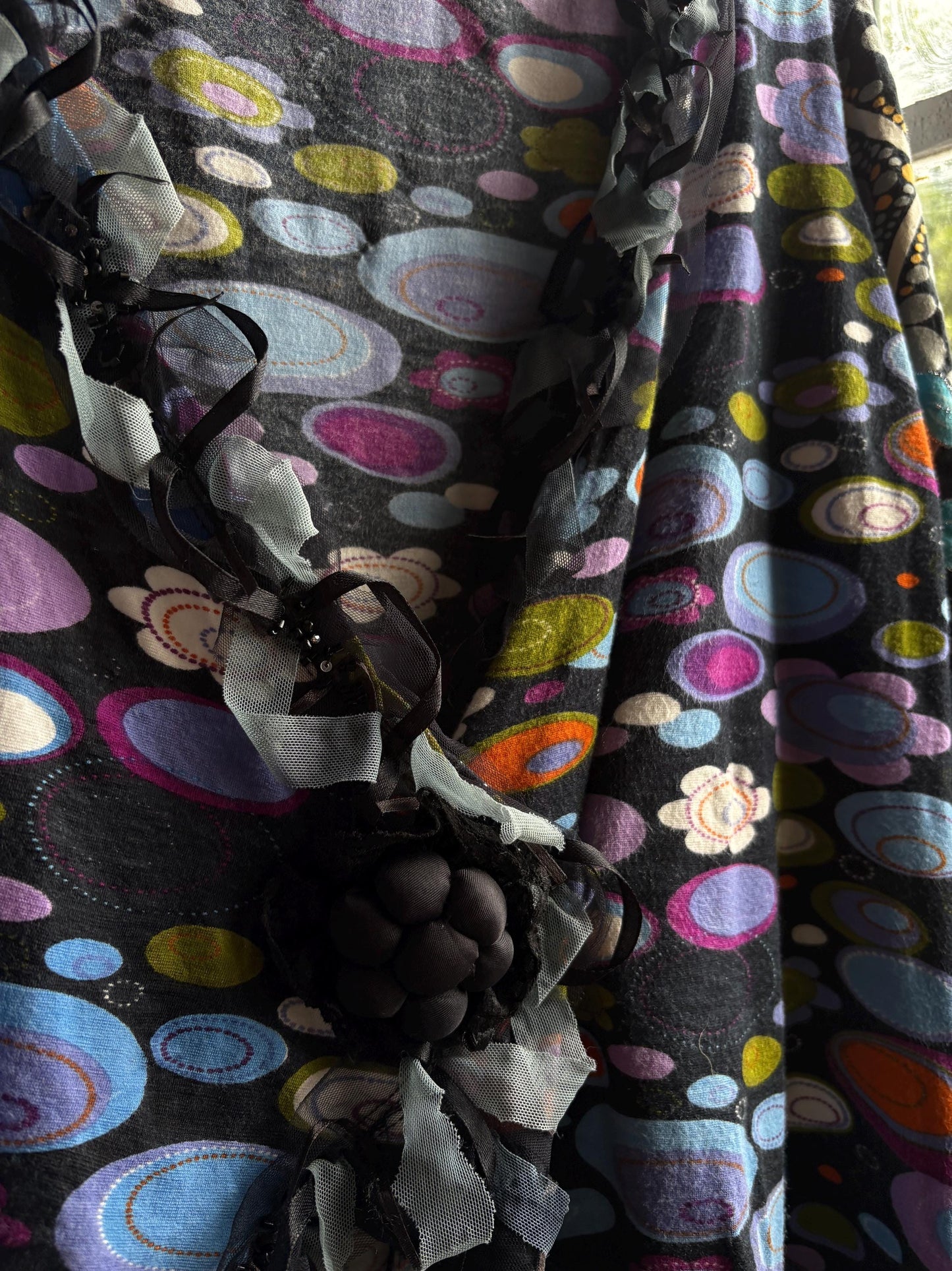 Retro 70s Multicolor Vest by Savage Culture — fabric close-up