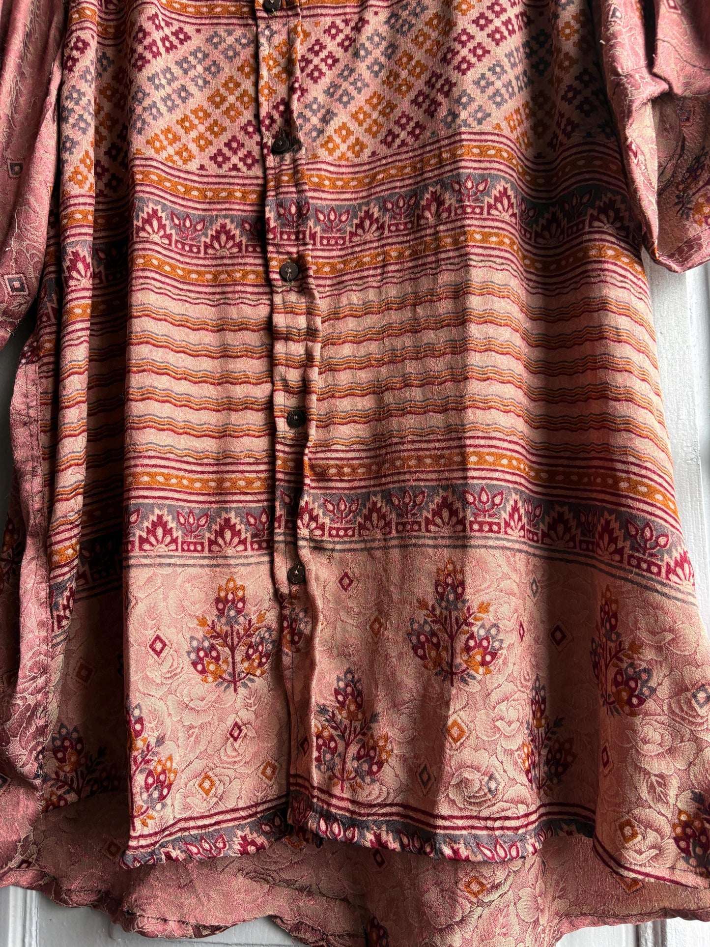 Floral Vintage Silk Button-Down Shirt — additional view 7