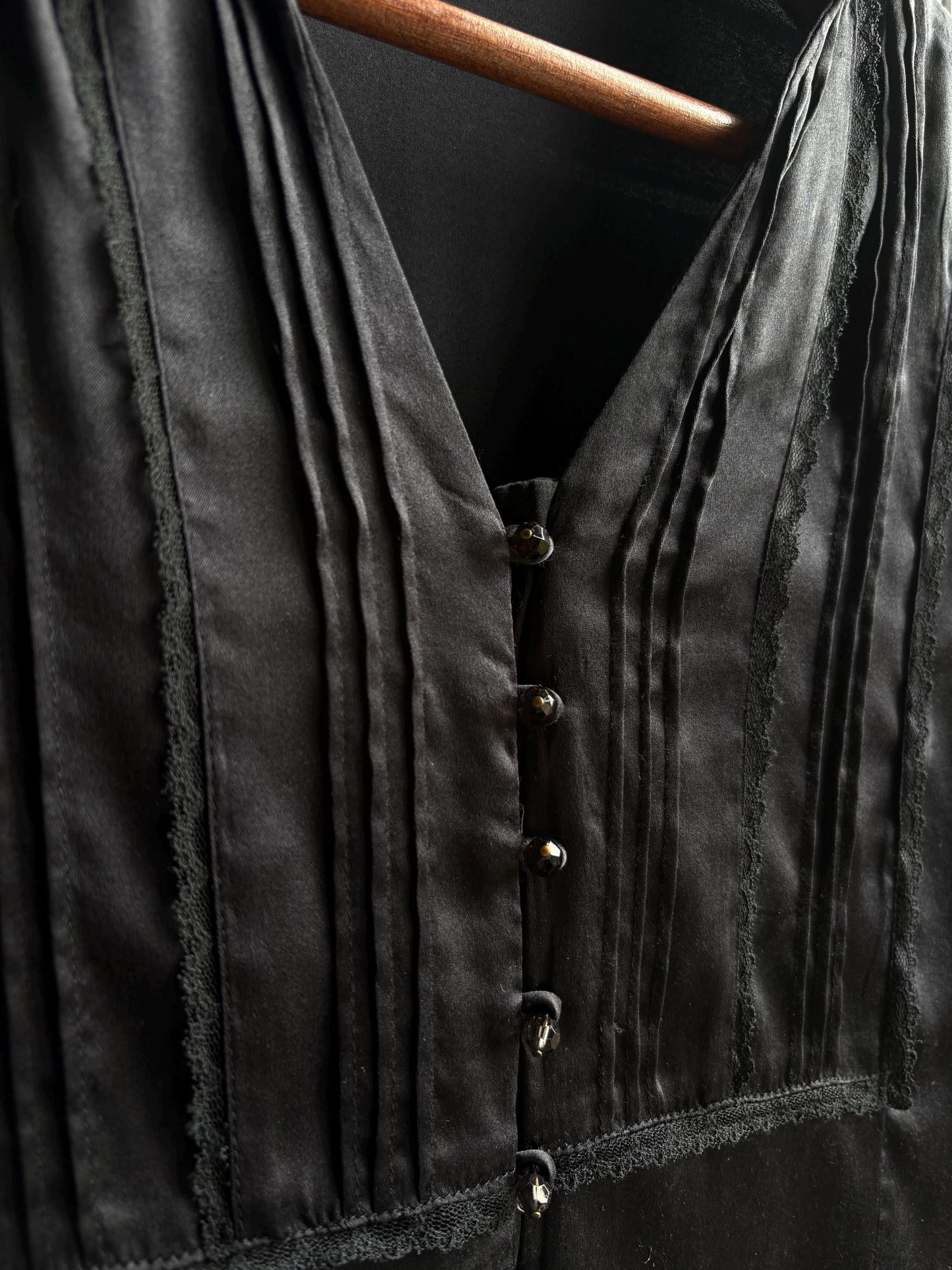 Black Silk Vintage Evening Blouse — additional view 11