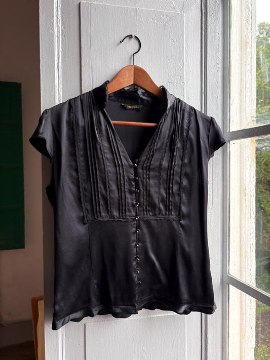 Black Silk Vintage Evening Blouse
