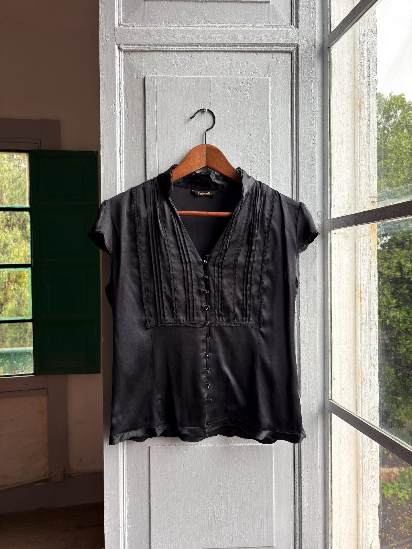 Black Silk Vintage Evening Blouse — additional view 6
