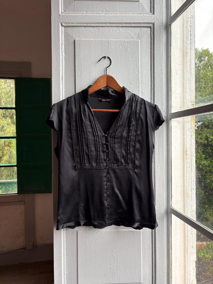 Black Silk Vintage Evening Blouse — additional view 6