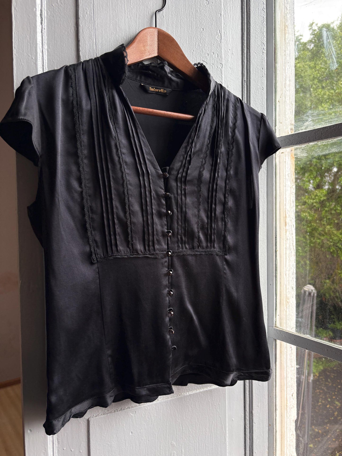 Black Silk Vintage Evening Blouse — additional view 9