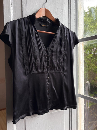 Black Silk Vintage Evening Blouse — additional view 9