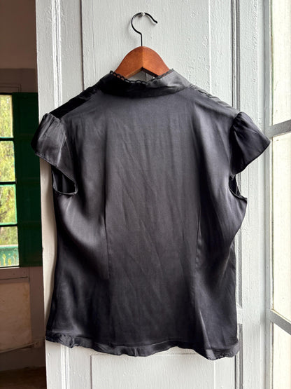 Black Silk Vintage Evening Blouse — additional view 12