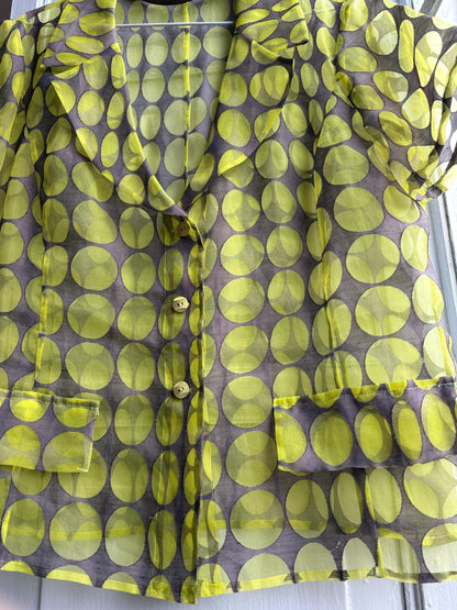 Vintage 70s Sheer Green Polka Dot Blouse — additional view 8