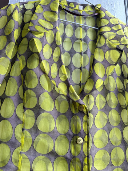 Vintage 70s Sheer Green Polka Dot Blouse — additional view 12