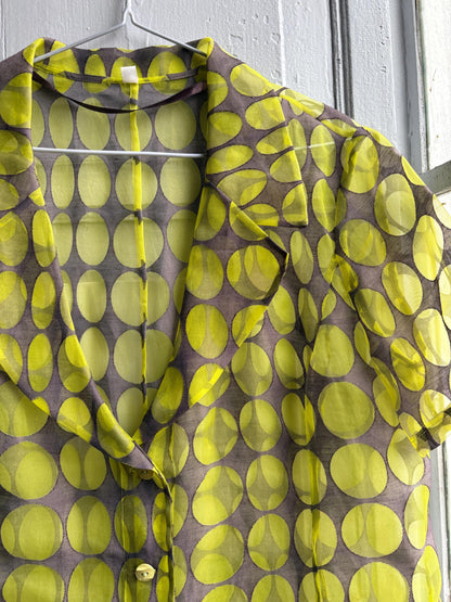 Vintage 70s Sheer Green Polka Dot Blouse — additional view 11