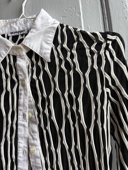Vintage Black and White Y2K Button-Up Blouse — detail