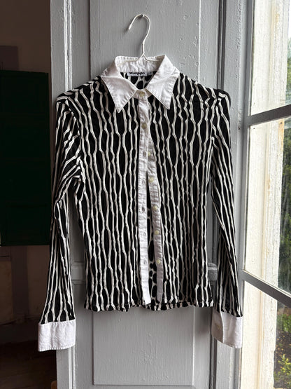 Vintage Black and White Y2K Button-Up Blouse — additional view 5