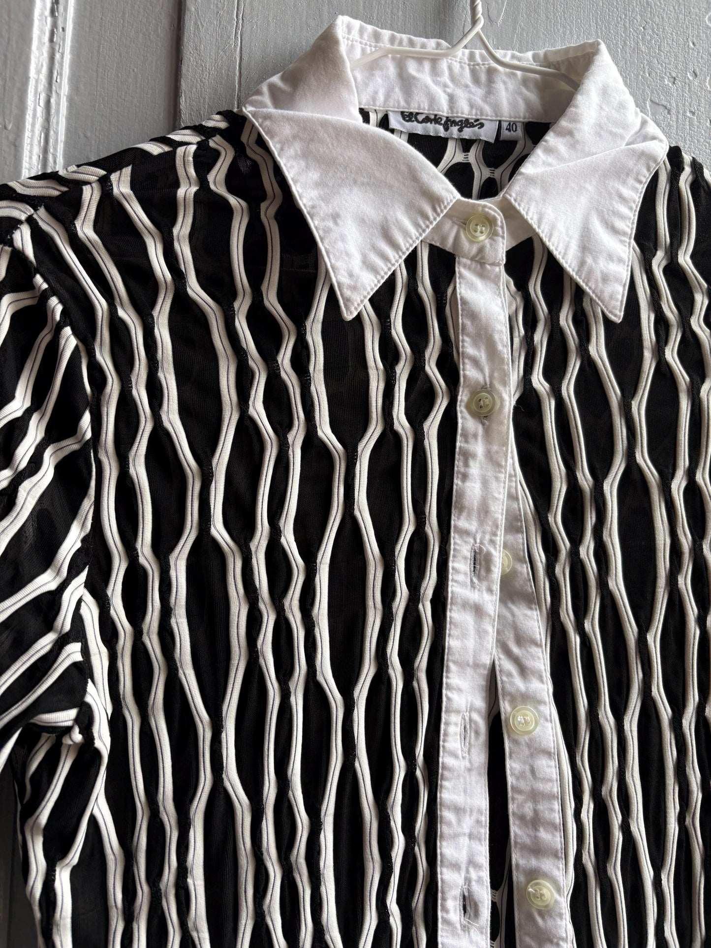 Vintage Black and White Y2K Button-Up Blouse — additional view 6
