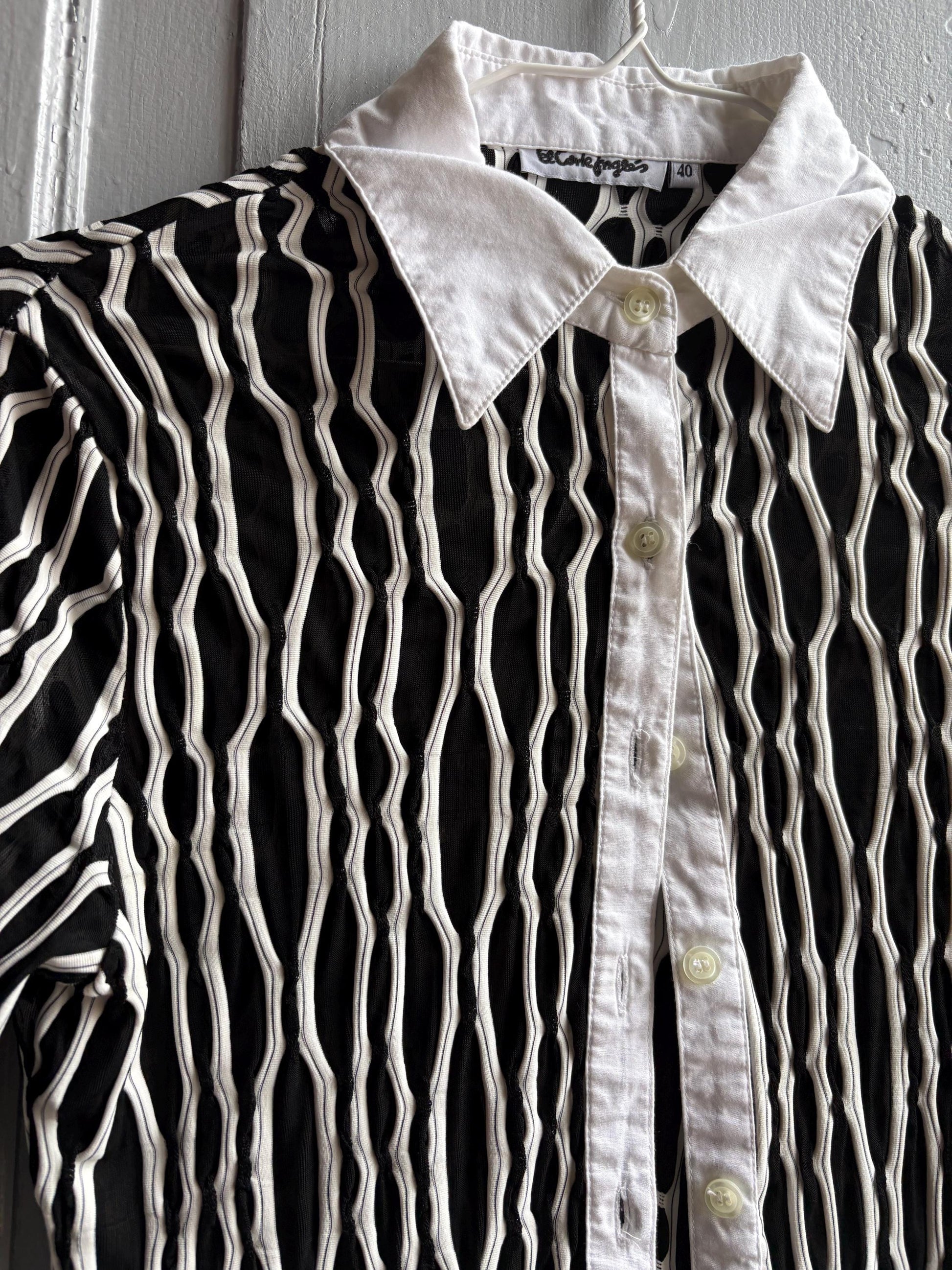Vintage Black and White Y2K Button-Up Blouse — additional view 6