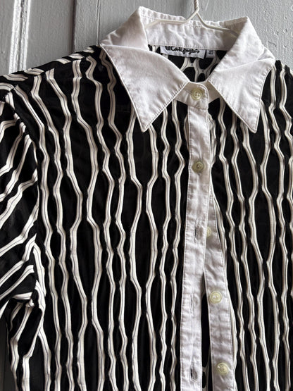 Vintage Black and White Y2K Button-Up Blouse — additional view 6