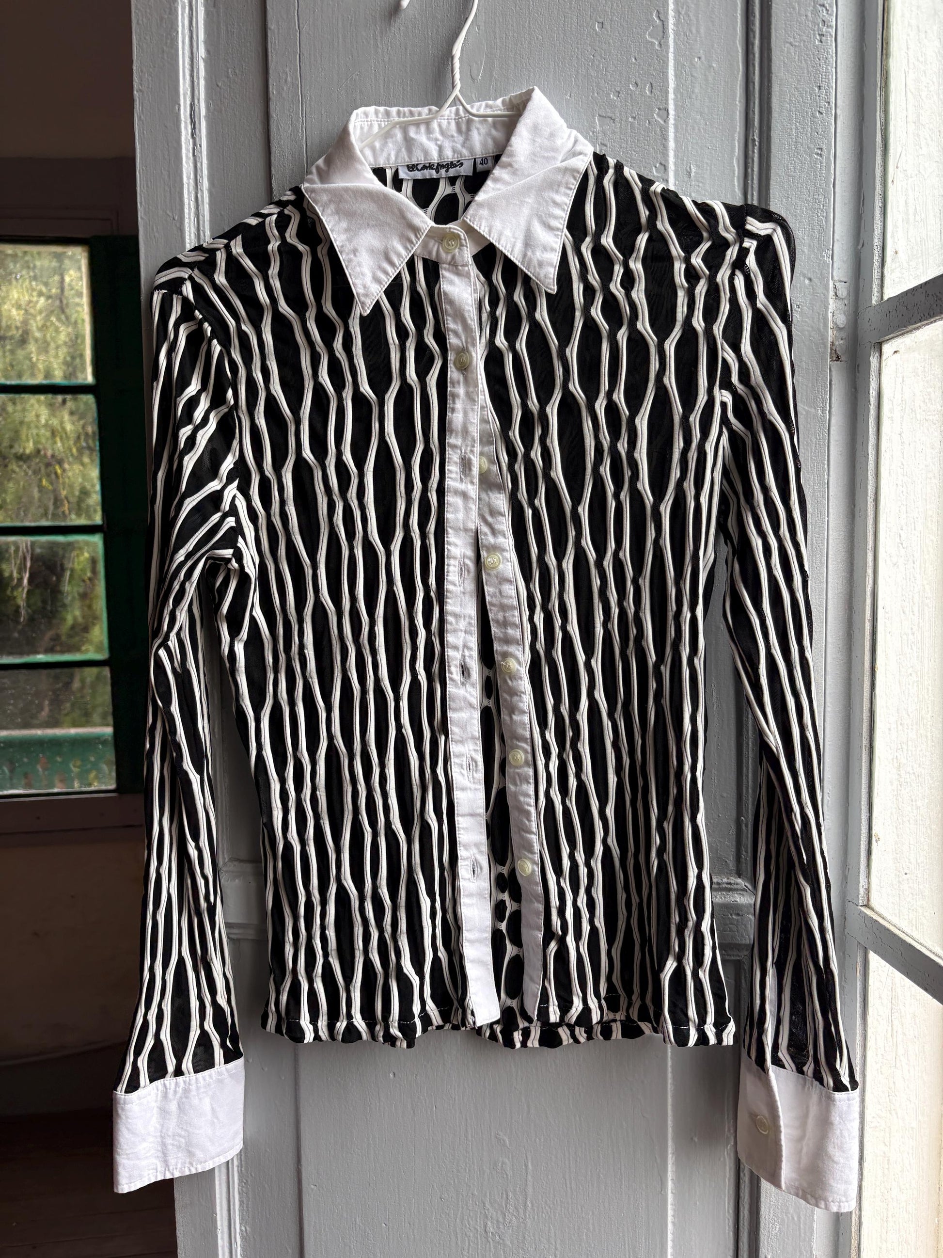 Vintage Black and White Y2K Button-Up Blouse — additional view 12
