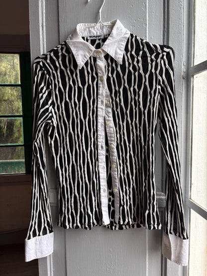 Vintage Black and White Y2K Button-Up Blouse — additional view 12