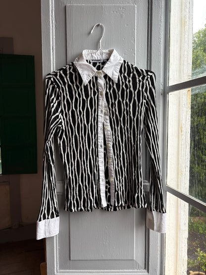 Vintage Black and White Y2K Button-Up Blouse — additional view 7