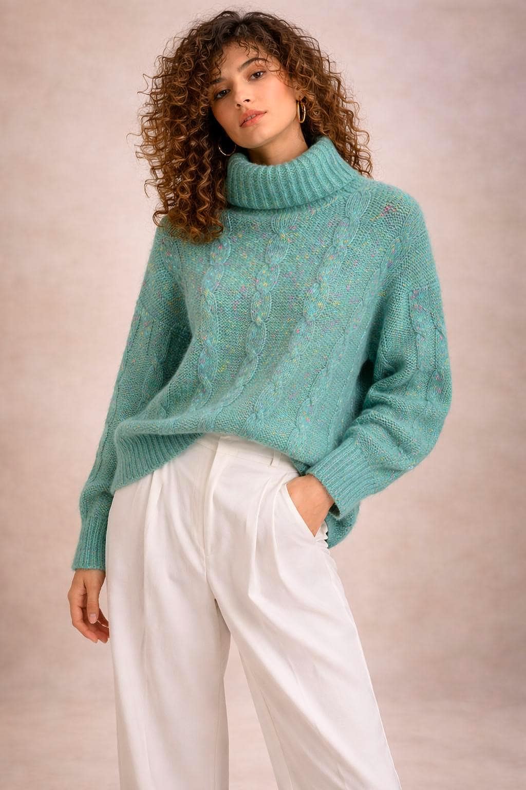 Vintage Green Confetti Pullover by Carla Barbera