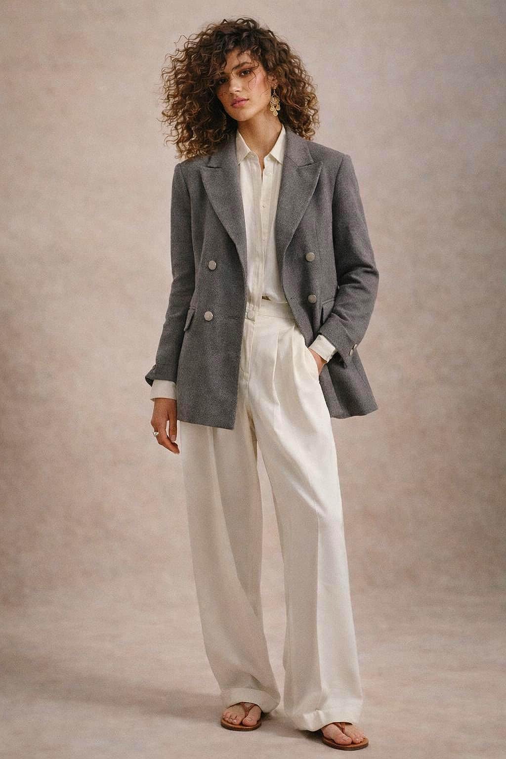 Oversized Vintage Grey Wool Blazer