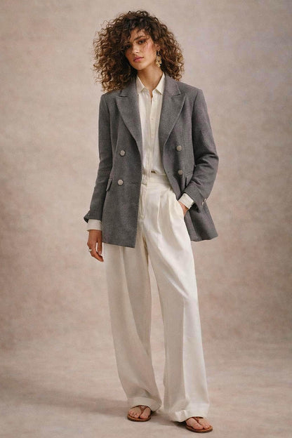 Oversized Vintage Grey Wool Blazer