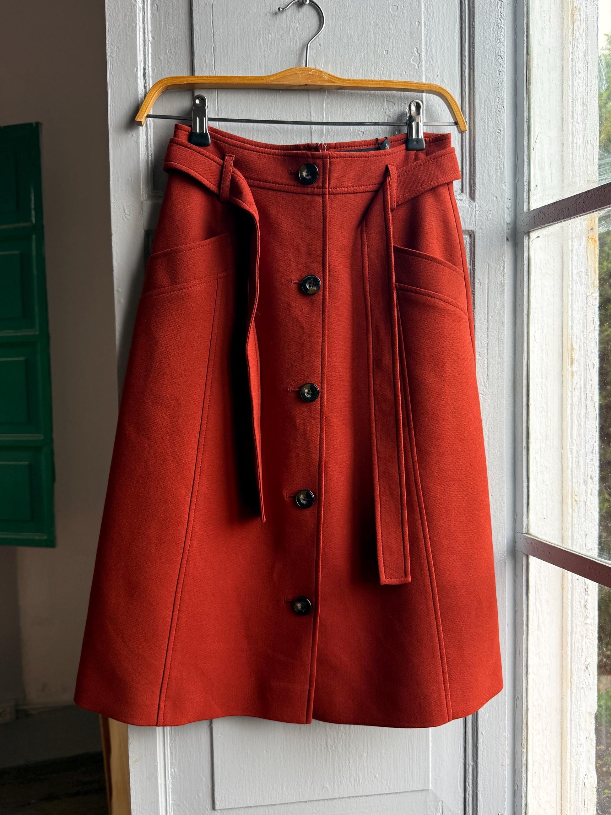 Karen Millen Red High Waist Utility Skirt — detail