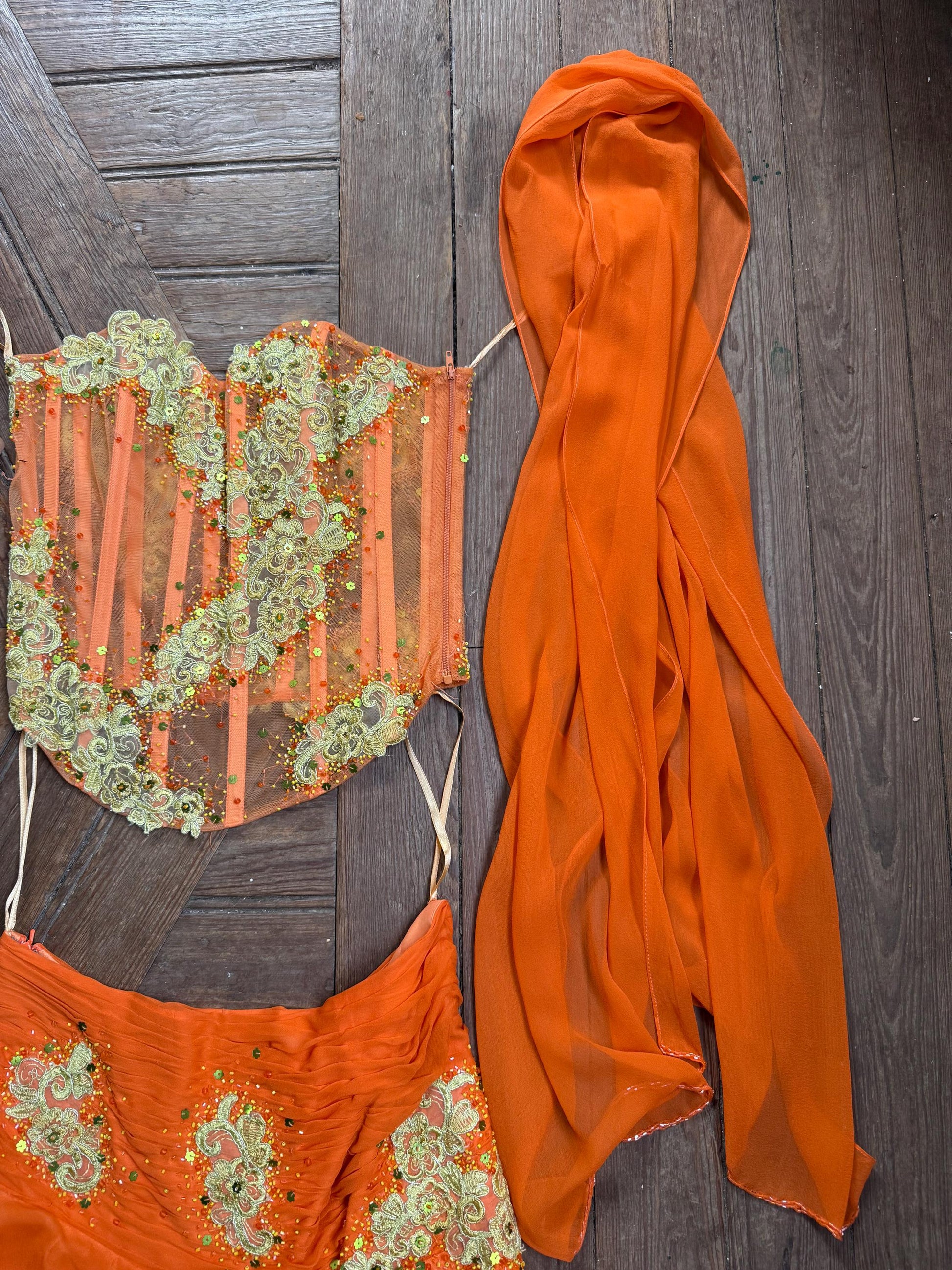 Silk Vintage Evening Wear Set — back view