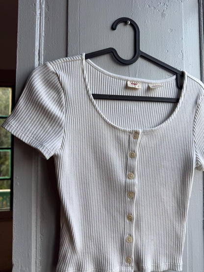 Levi's White Cotton Crop Top — back view