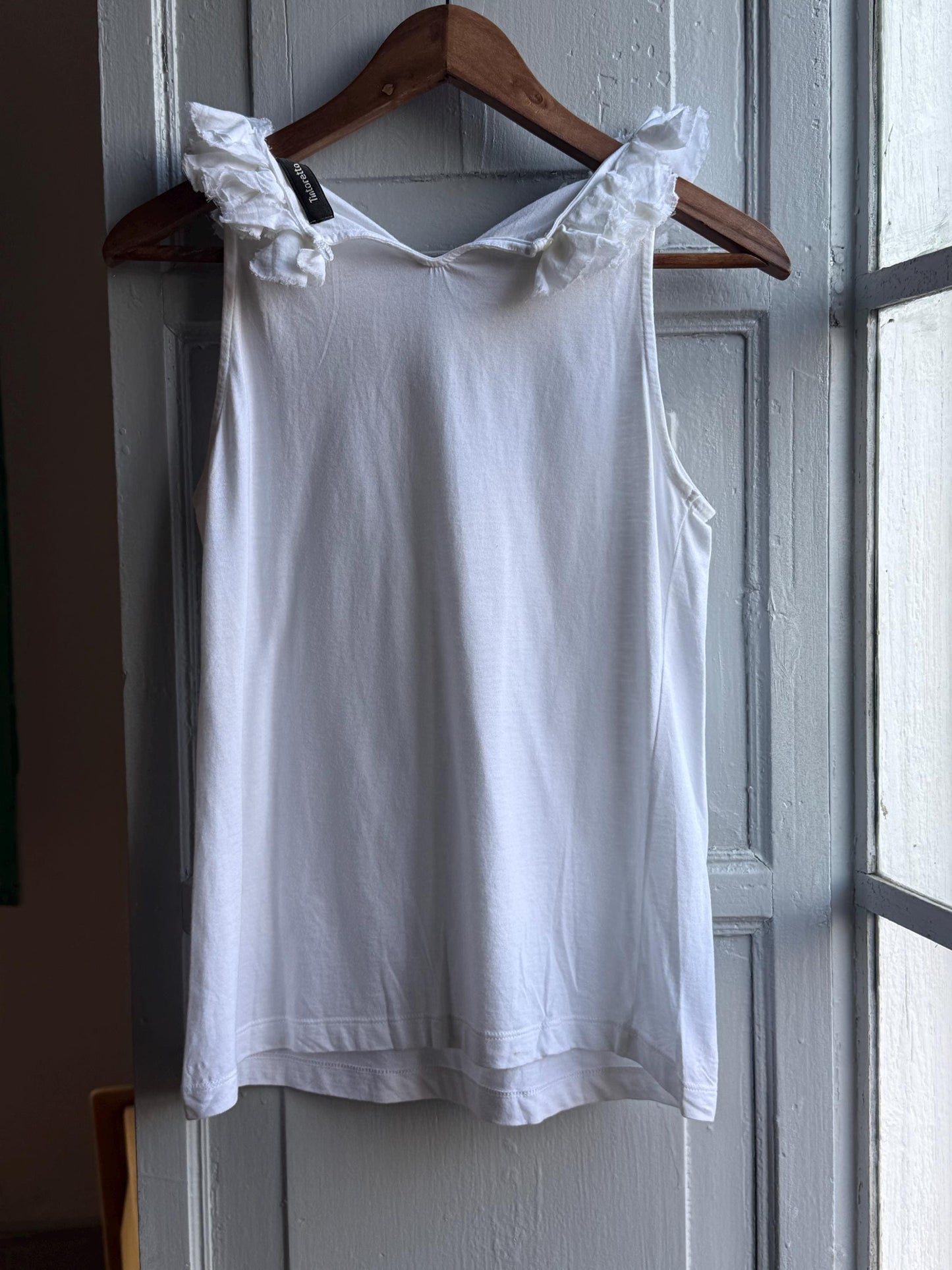 White Cotton Ruffled Summer Camisole — additional view 7