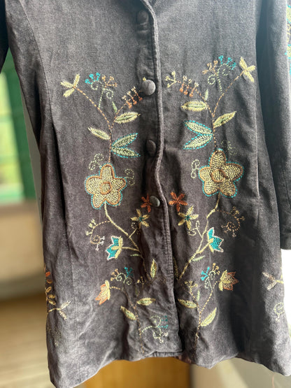 Bohemian Floral Velvet Midi Coat — additional view 5