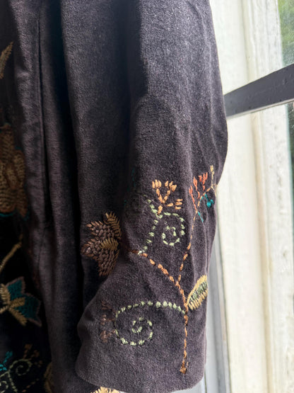 Bohemian Floral Velvet Midi Coat — additional view 7