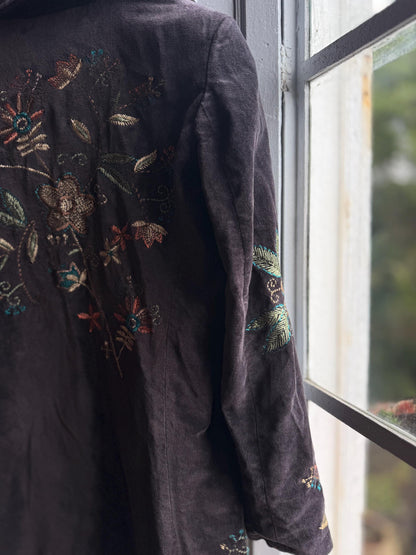 Bohemian Floral Velvet Midi Coat — additional view 11
