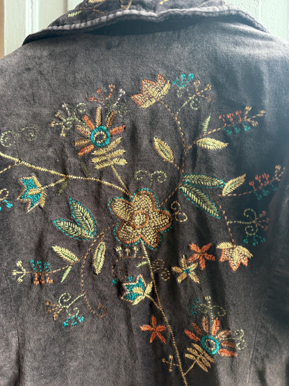 Bohemian Floral Velvet Midi Coat — additional view 12