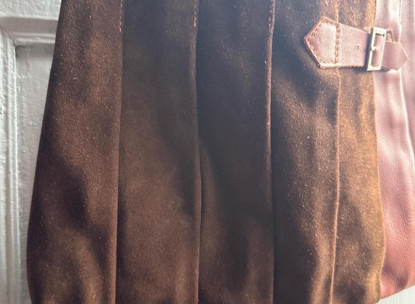 Brown Suede Pleated Crossbody Bag — additional view 6