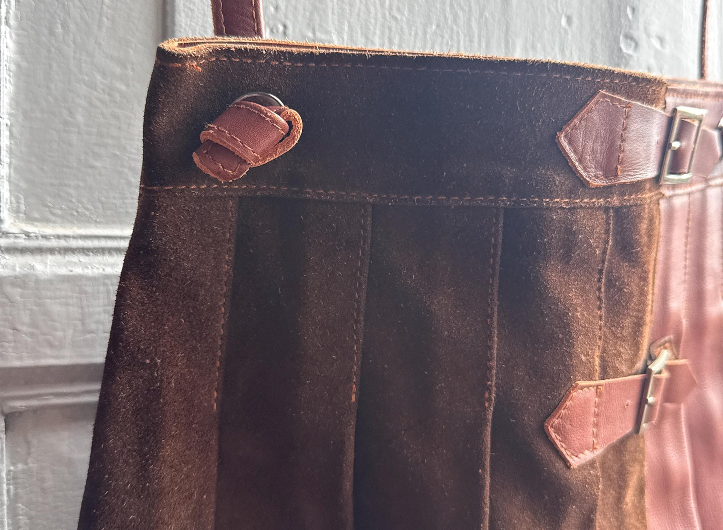 Brown Suede Pleated Crossbody Bag — additional view 5