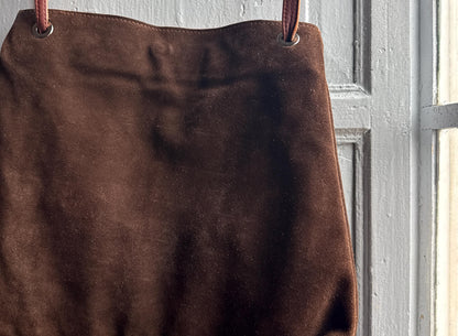Brown Suede Pleated Crossbody Bag — additional view 10