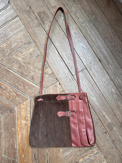 Brown Suede Pleated Crossbody Bag — additional view 16